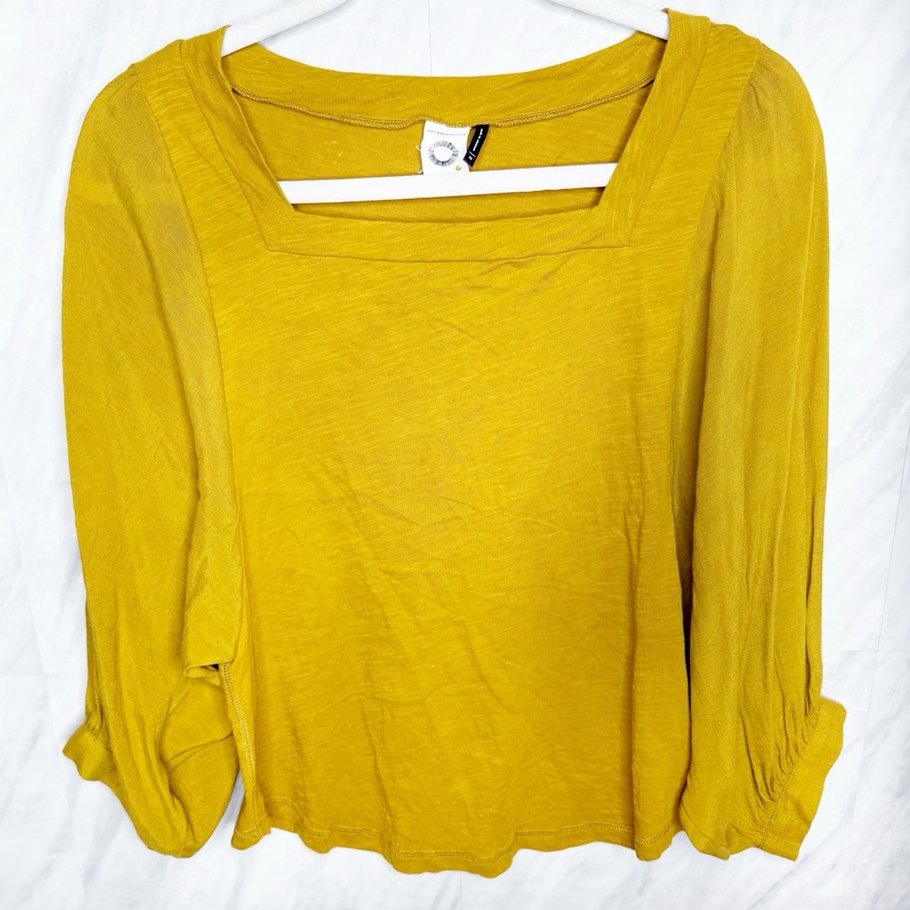 Anthropologie Akemi Decker Yellow Puff Sleeve Blouse XS